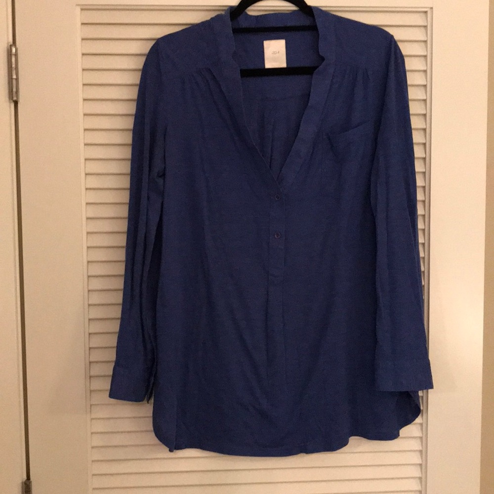 Distressed blue long sleeve T-shirt